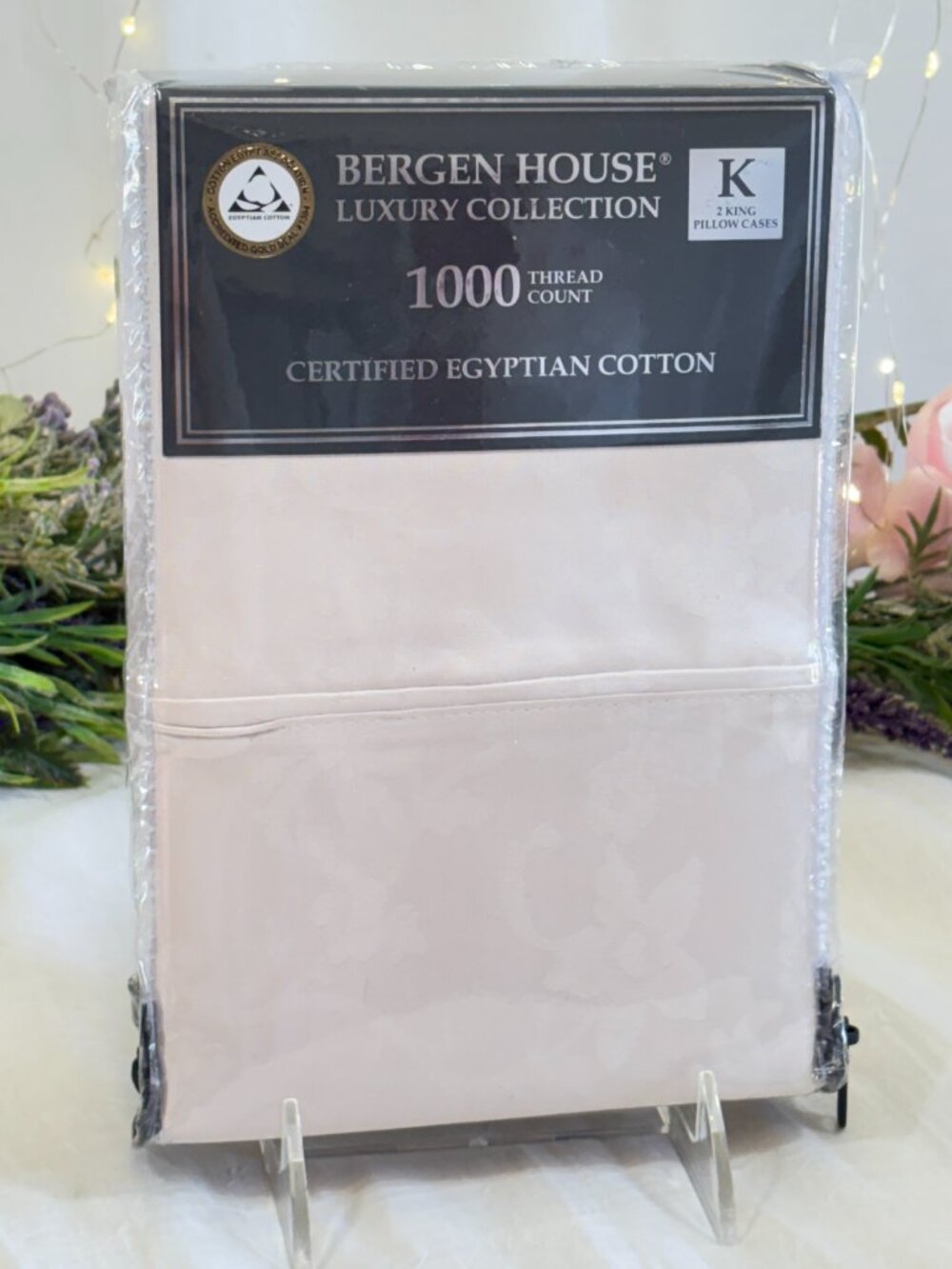 Bergen House Blush Woven Floral 1000 Thread Count Set of 2 King Pillowcases $100